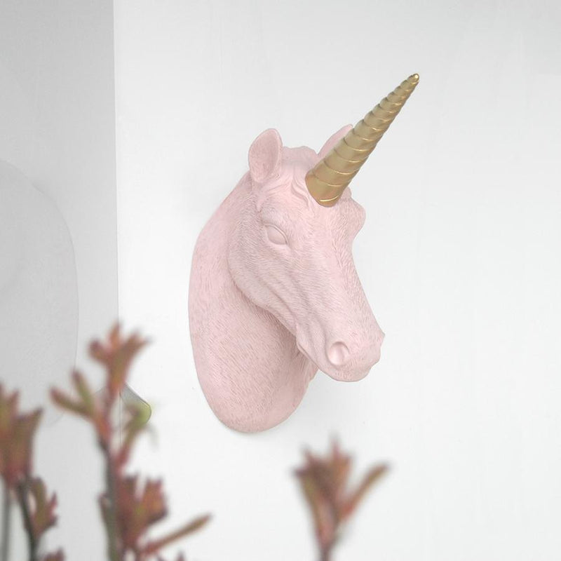 J White Moose Unicorn Wall Art Pink Gold